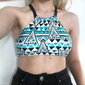 Blue Halter Bikini Top